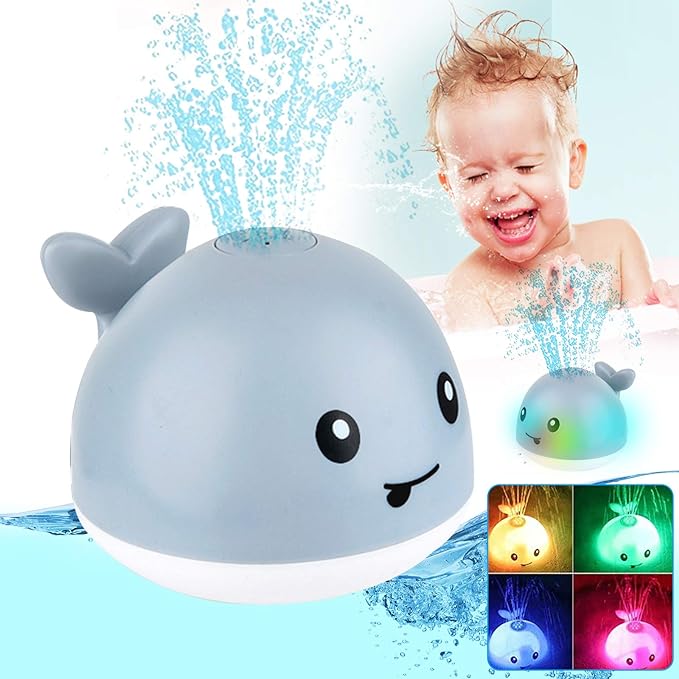 Water spray whale baby bathroom toys with lights and music