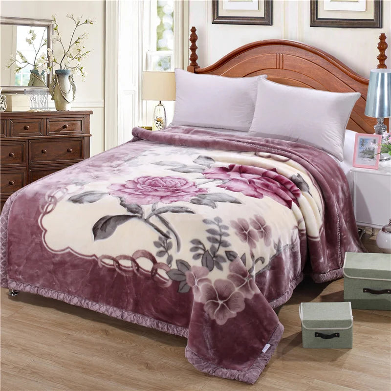 Soft Winter Quilt Blanket For Bed Printed Mink Throw Twin Full Queen Size Single Double Bed Fluffy Warm Fat Thick Blankets