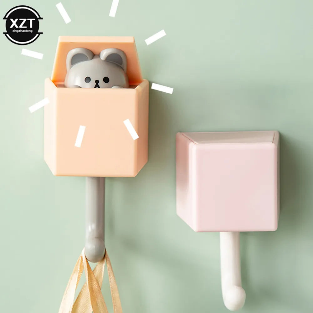 Creative Cute Cat Hook Seamless Dormitory Bedroom Door Hangers Hooks Key Umbrella Towel Cap Coat Rack Wall Decoration Hook