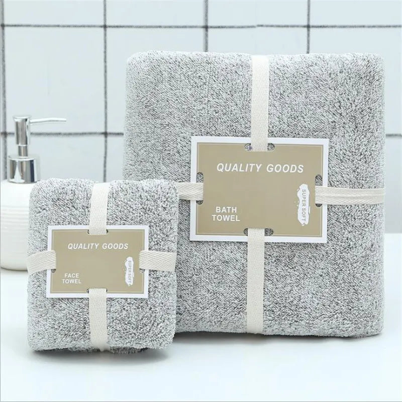 Bamboo Charcoal Coral Velvet Bath Towel Set Adult Soft Bamboo Carbon Fiber Bathroom Bath Hand Towel Sets 70x140cm 35x75cm