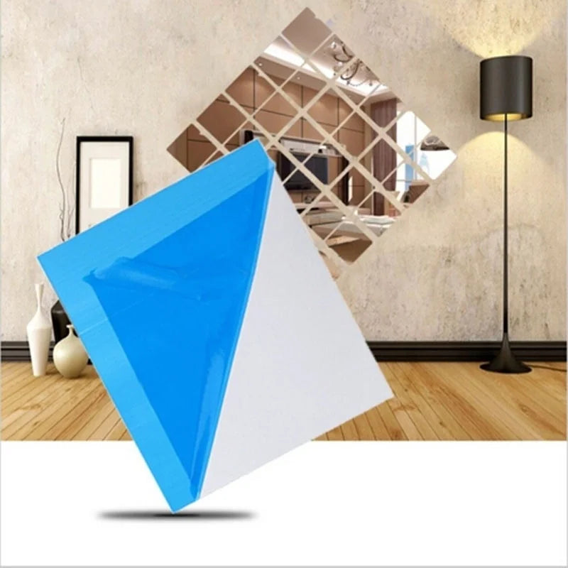 9/16Pcs Mirror Wall Stickers DIY Self Adhesive Square Foil Films Home Decoration Sticker Supplies Living Room Bathroom 15x15cm