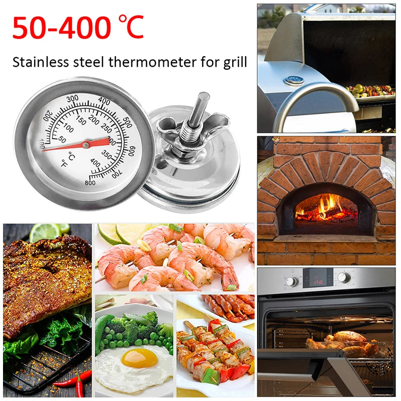 Stainless Steel BBQ Smoker Grill Temperature Gauge Barbecue Thermometer Cooking Food Probe Grill Oven Home Kitchen Accessories