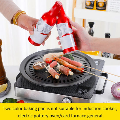 Portable Korean BBQ Grill Pan Charcoal Barbecue Grill Stainless Steel Non-stick Barbecue Tray Grills for Outdoor Camping bbq