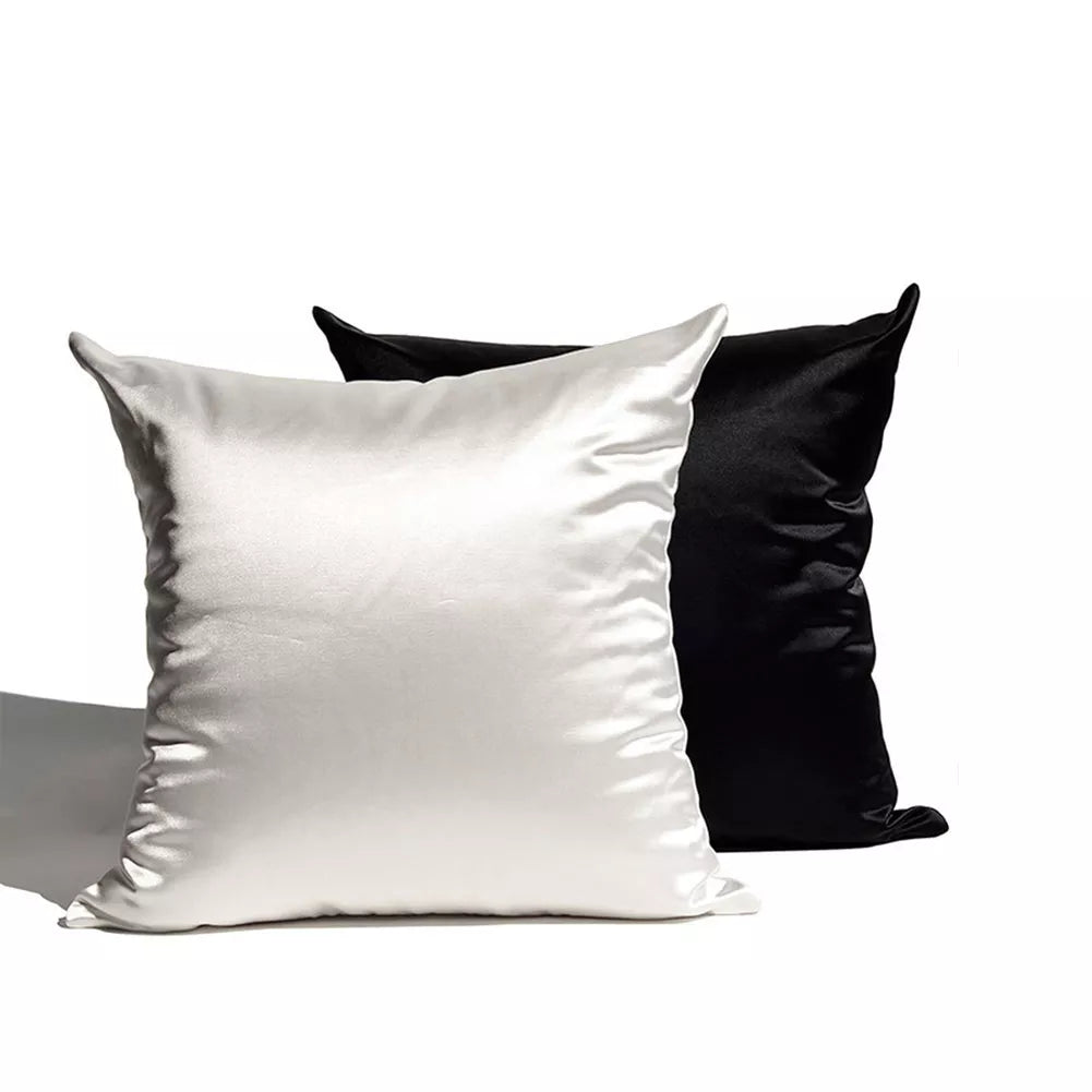 1pc 45*45cm Satin Pillowcase Comfortable Square Home Sofa Decor Solid Color Throw Pillow Cover Case Satin Cushion Cover