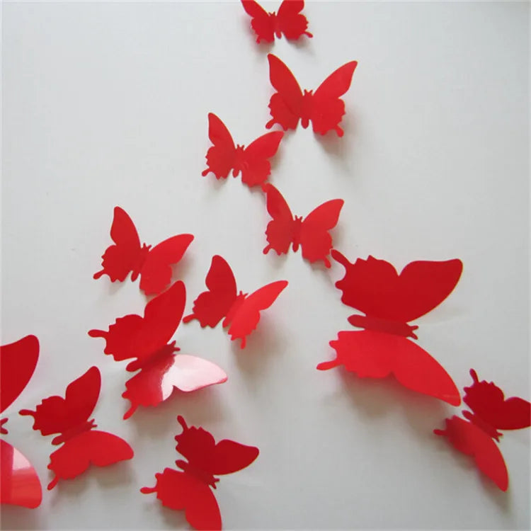 12pcs PVC 3d Butterfly wall decor cute Butterflies wall stickers art Decals home Decoration room wall art