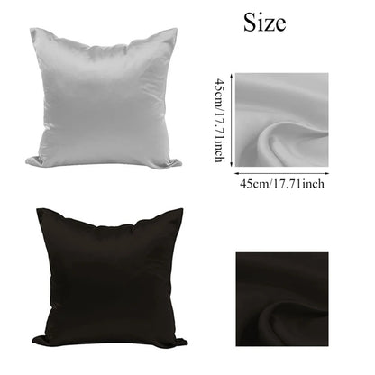 1pc 45*45cm Satin Pillowcase Comfortable Square Home Sofa Decor Solid Color Throw Pillow Cover Case Satin Cushion Cover