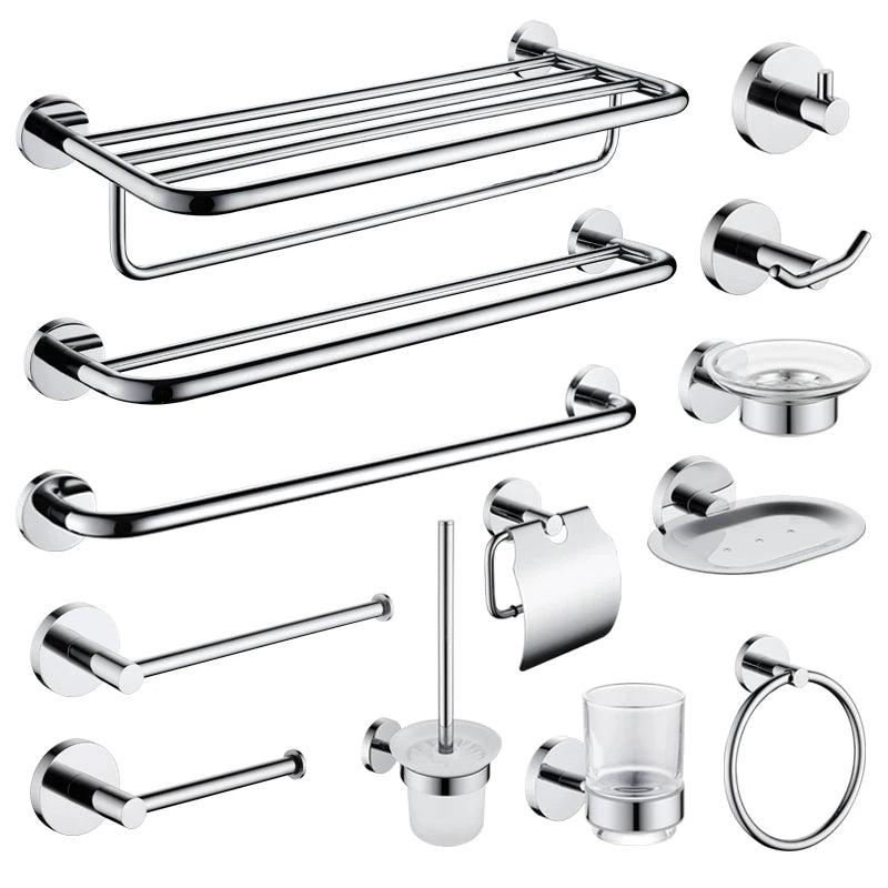 Bathroom Accessories Towel Rack Shelf Paper Holder Chrome Plated Toilet Brush Holder Towel Ring Robe Hook Bathroom Hardware