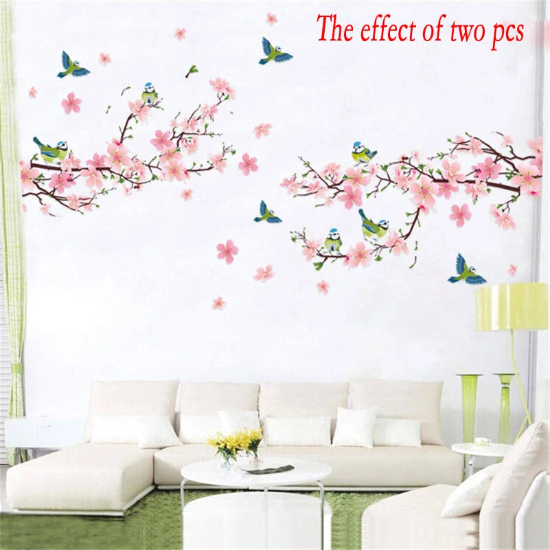 1 pc Sakura Wall Stickers Kids Rooms Bedroom Living Room DIY Art PVC Beautiful Flower Tree Removable Wallpaper home decor New