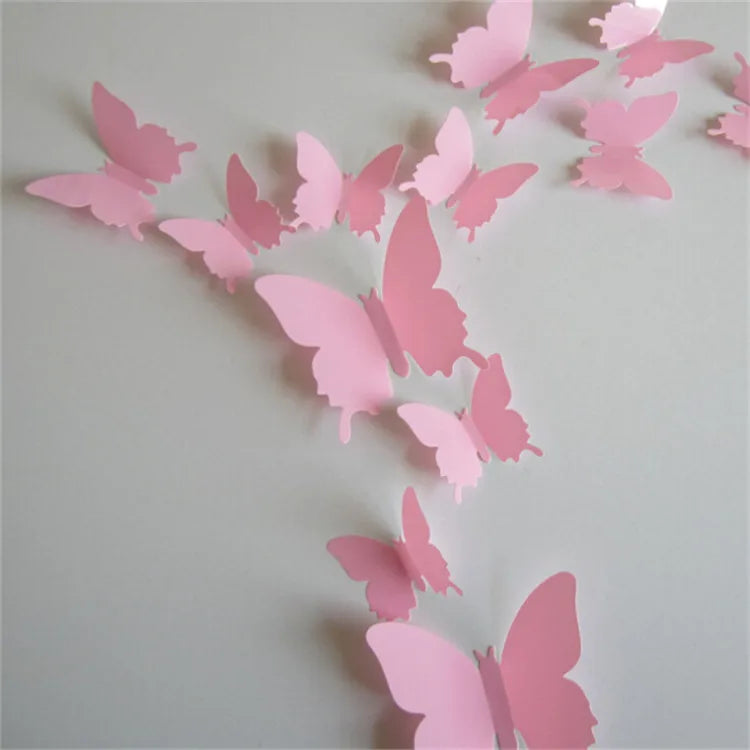 12pcs PVC 3d Butterfly wall decor cute Butterflies wall stickers art Decals home Decoration room wall art