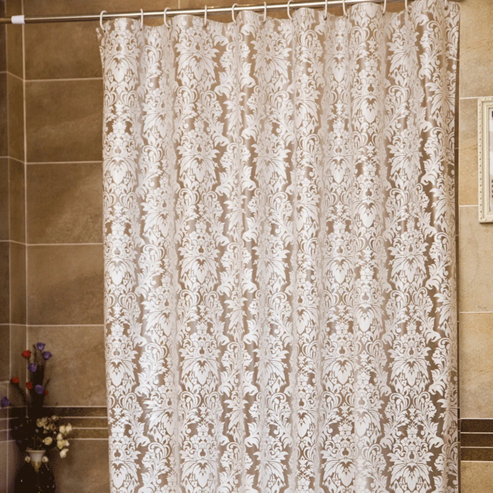 Washable Curtain Bathing Shower Curtain Bathroom Morocco PEVA Waterproof Hook Home Shower Floral Curtains with Hooks 8 Sizes D30