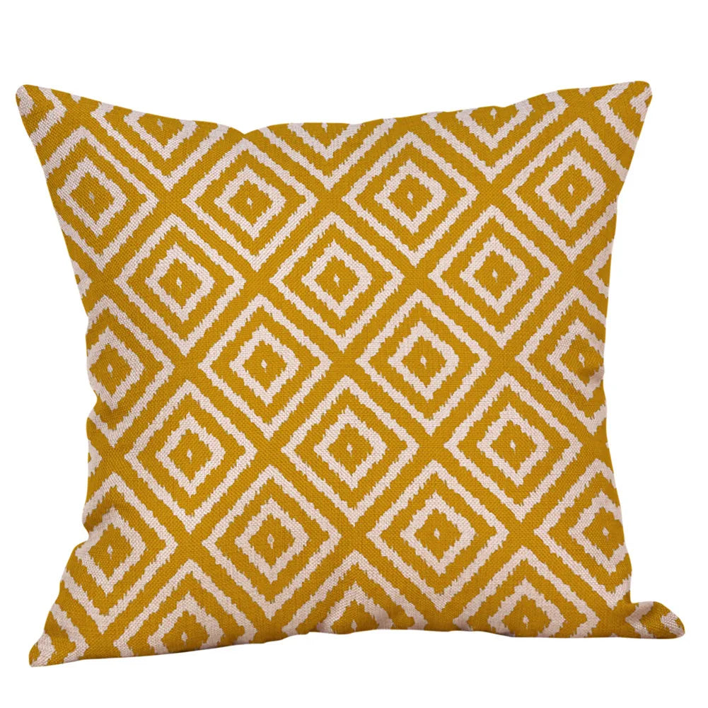 Multi-color Cotton Linen Mustard Pillow Case Yellow Geometric Fall Autumn Pillow Covers Decorative Cushion Cover 45*45cm