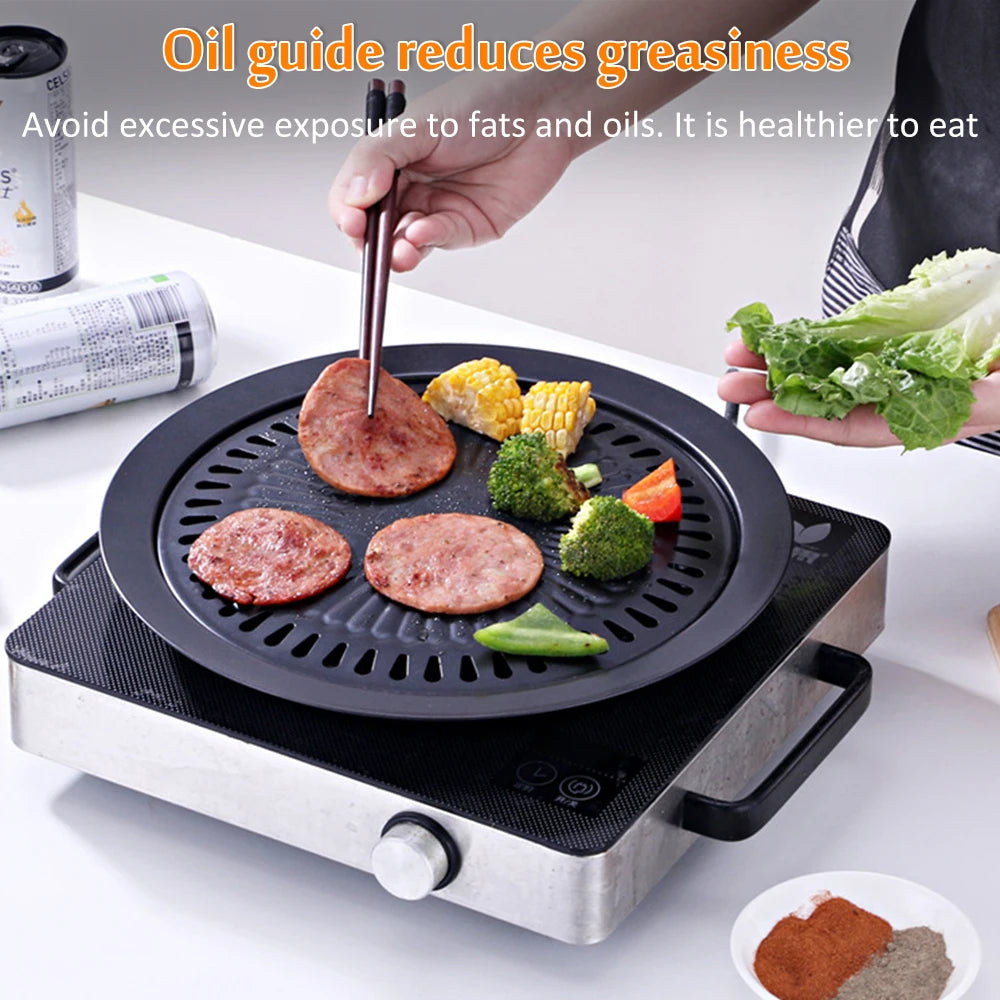 Portable Korean BBQ Grill Pan Charcoal Barbecue Grill Stainless Steel Non-stick Barbecue Tray Grills for Outdoor Camping bbq