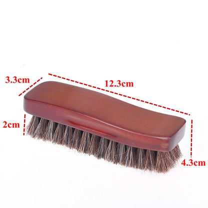 Natural wood Bristle Horse Hair Shoe Boot Brush Care Clean Shine Polish Brush