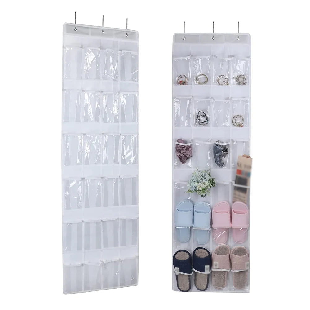 24 Pockets Shoes Organizer Rack Hanging Organizers Space Saver Hanging Over The Door Behind Closet Organizer Storage Hanger Bag