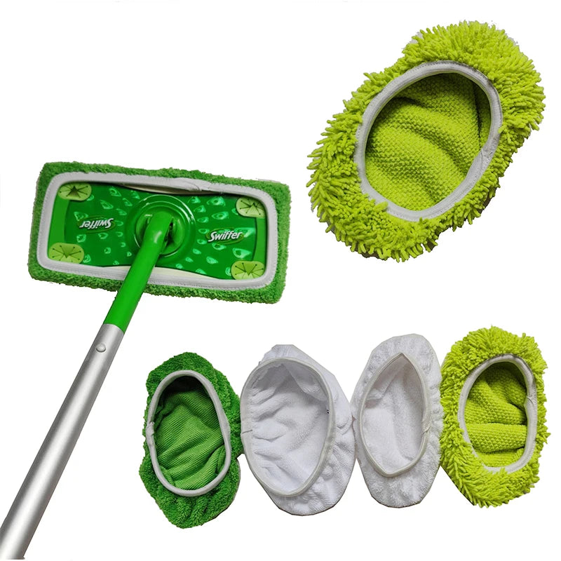 Thickened Elastic Band Flat Mop Cloth Coral Fleece/Microfiber/Chenille Replacement Rotary Mop Cleaning Pad Household Tools