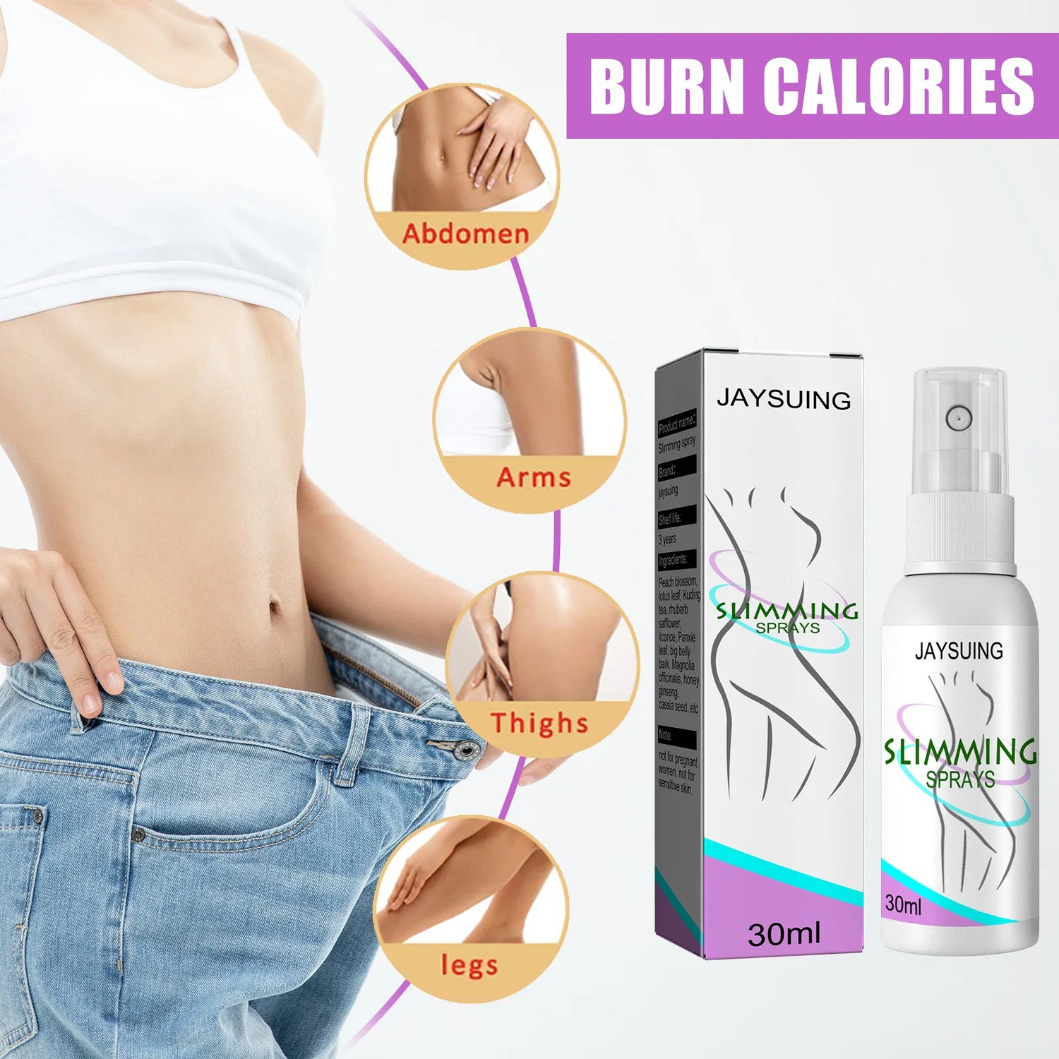 Jaysuing Weight Loss Spray Slimming Product Fat Burner Liquid Thin Slimming Spray Skin Tightening Slime Personal Health Care