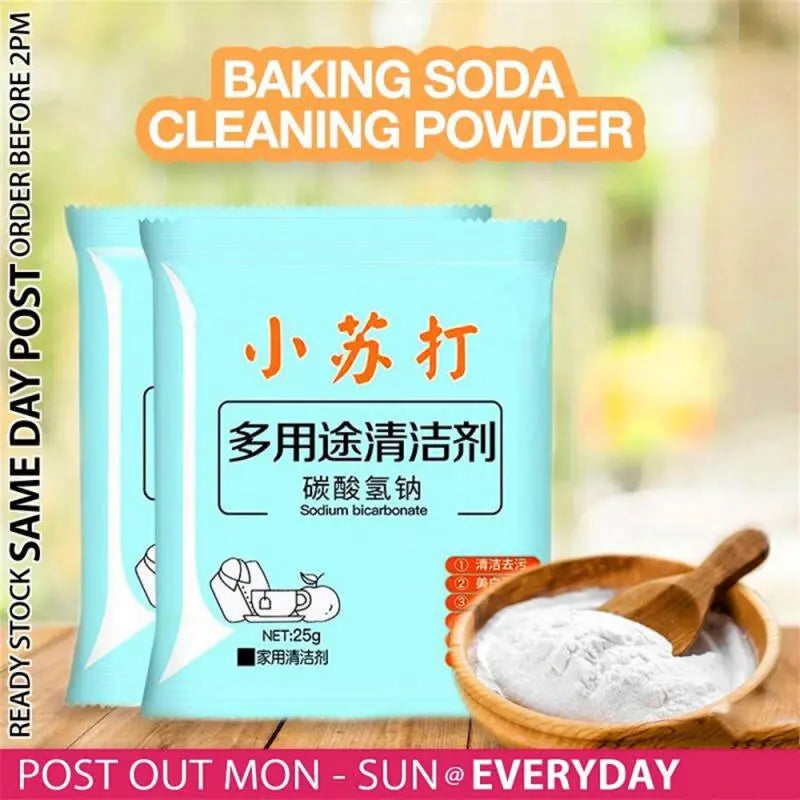 1/5 Pcs 25g Baking Soda Food Grade Stain Powder Household Clothes Cleaning Agent Sodium Bicarbonate Cleaning Kitchen