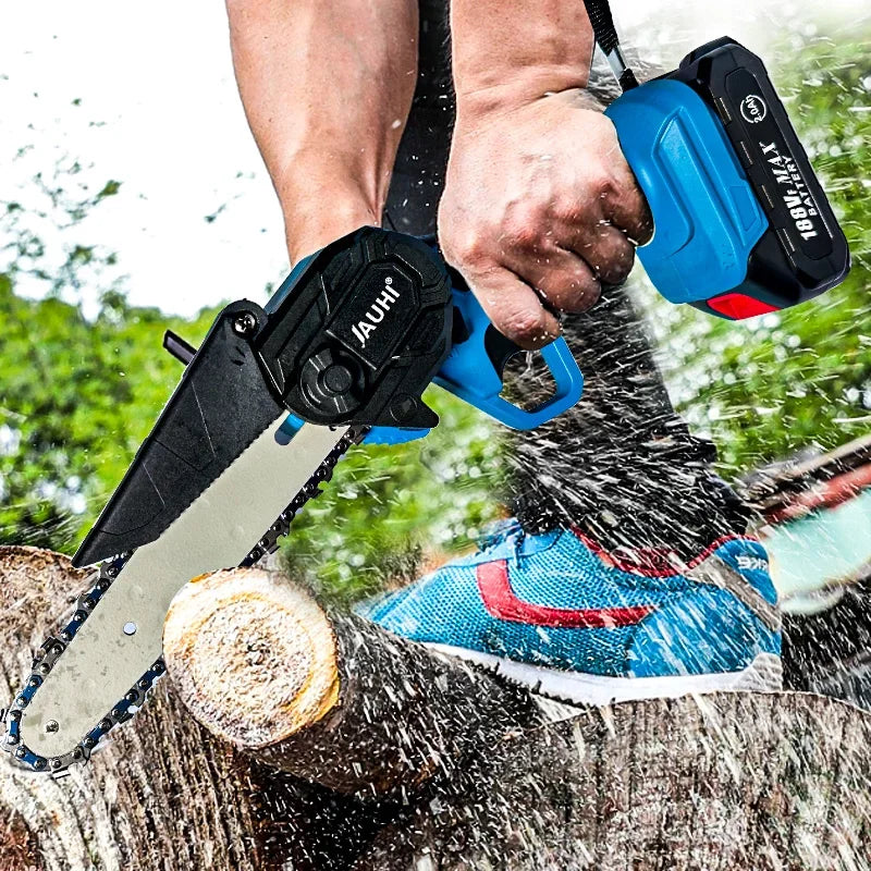 JAUHI 6 Inch Chain Saw Cordless Electric Saw for Makita 18V Battery Handheld Garden Logging Chainsaw Wood Cutting Power Tool