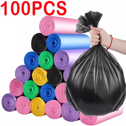 100pcs Trash Bag for Kitchen Garbage Sorting Bedroom Wastebasket Flat Mouth Thickened Biodegradable Home Cleaning Storage Bags