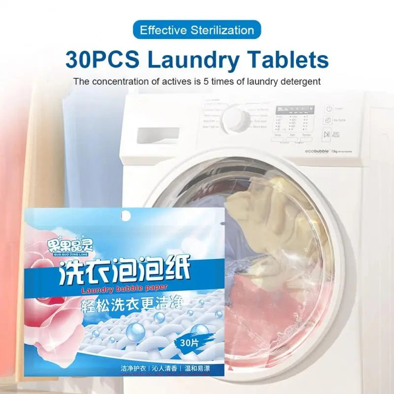 30piece/bag Laundry Detergent Sheets Easy Dissolve Laundry Tablets Strong Deep Cleaning Detergent Laundry Soap For Washing Mach