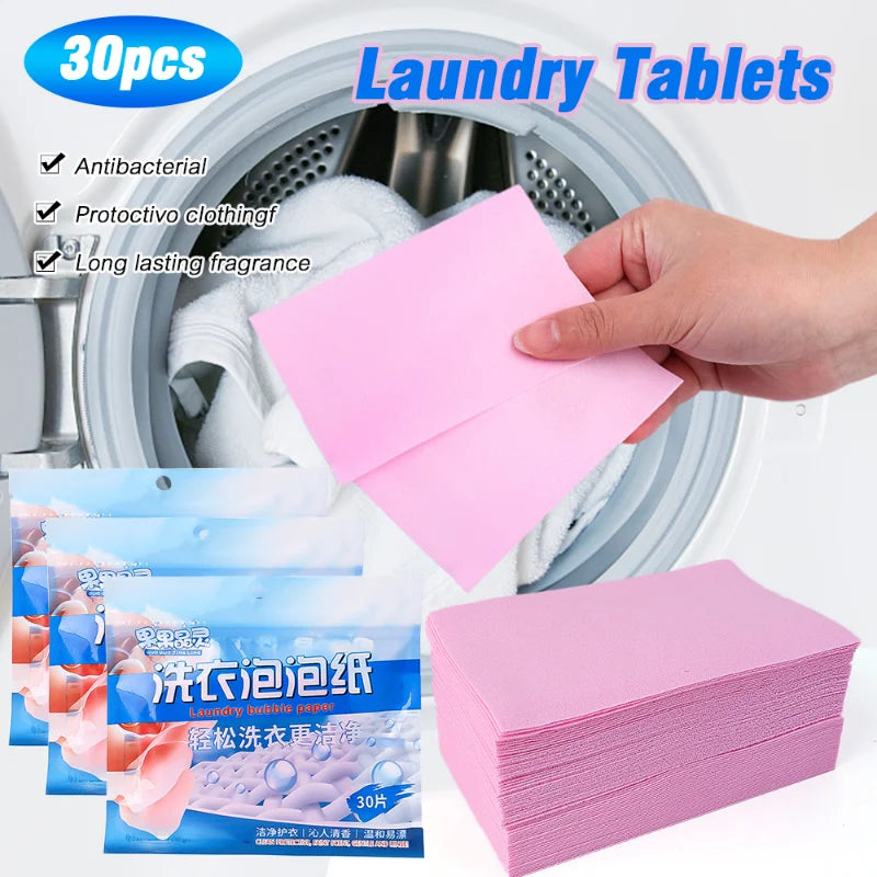 Laundry Tablets Strong Decontamination Concentrated Detergent Sheets Underwear Clothes Washing Powder Discs for Washing Machine