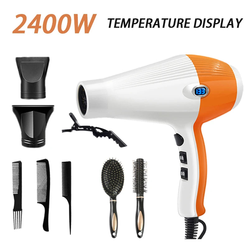 Handy Hair Dryer With Temperature Display Nozzle Blower Super Strong Hot Air Hairdressing Supplies Personal Care Product Tools