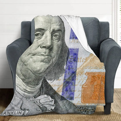 100 Dollar Bill Money Ultra Soft Throw Blanket for Kids Adults Fleece Blanket for Bed and Couch Warm Fuzzy Throw Blanket Cozy