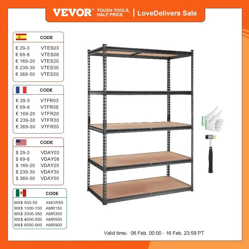 VEVOR 5 Layers Standing Storage Shelving Unit Heavy Duty Organizer Metal Rack for Kitchen Living Room Warehouse Flower Stand