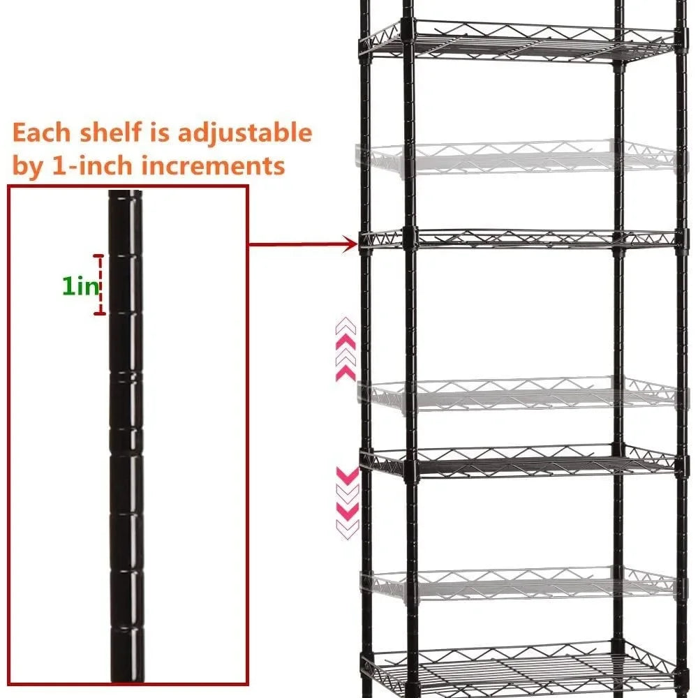 6 Wire Shelving Steel Storage Rack Adjustable Unit Shelves for Laundry Bathroom Kitchen Pantry Closet, Storage Organization