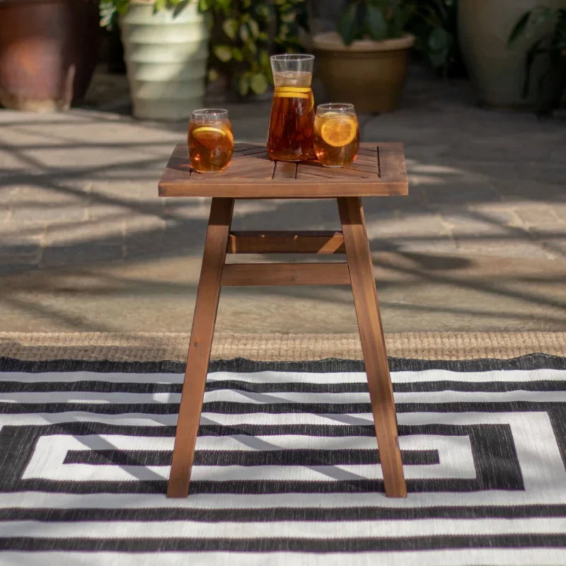 Manor Park Wood Outdoor Patio End Table with Chevron Design Dark Brown 24&quot; H X 18&quot; L X 18&quot; W 9LBS  Outdoor Patio Furniture