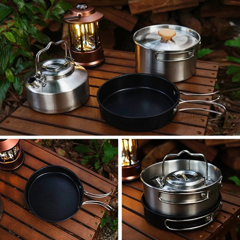 Camping Cookware Utensils Equipment Camping Accessories Kits Cookware Folding Cooking Set for 4-5 People Cooking Outdoor