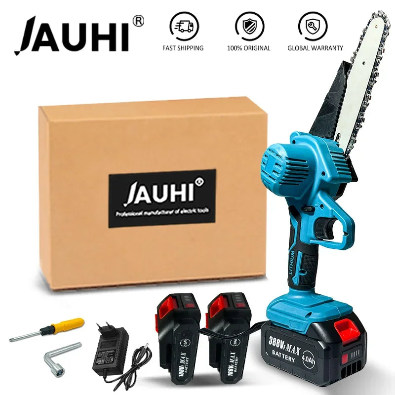 JAUHI 6 Inch Chain Saw Cordless Electric Saw for Makita 18V Battery Handheld Garden Logging Chainsaw Wood Cutting Power Tool