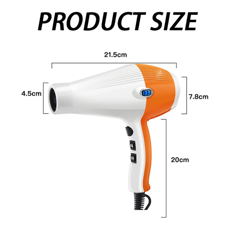 Handy Hair Dryer With Temperature Display Nozzle Blower Super Strong Hot Air Hairdressing Supplies Personal Care Product Tools