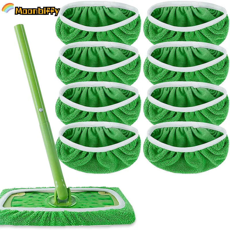 Thickened Elastic Band Flat Mop Cloth Coral Fleece/Microfiber/Chenille Replacement Rotary Mop Cleaning Pad Household Tools