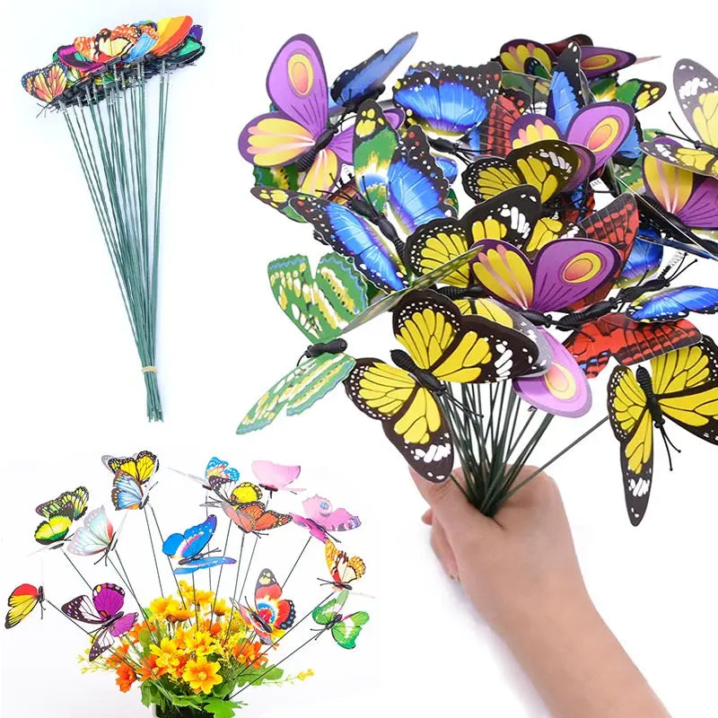 Butterflies Garden Yard Planter Colorful Whimsical Butterfly Stakes Decoracion Outdoor Decor Flower Pots Decoration