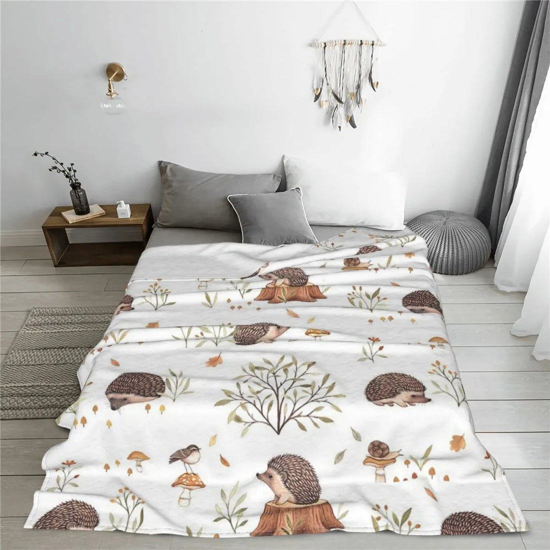 Hedgehog Blankets Flannel Summer Cute Animal Multifunction Lightweight Throw Blanket for Home Bedroom Plush Thin Quilt King Size