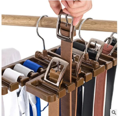 Tie Belt Hanger Wardrobe Closet Belts Scarf Hanging Organizer Rotating 10 Card Slots Storage Holder Rack Hook Bedroom Home Items