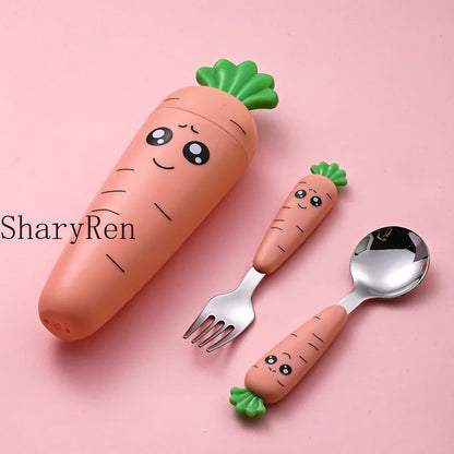 1/3Pcs Baby Feeding Utensils Cartoon Vegetable Fork Spoon Child Cutlery Set Kid Teaspoon Tableware Kitchen Gadgets Baby Items