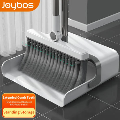 Joybos Broom Dustpan Set Combination Two-Piece Broom Set Household Rotating Windproof Comb Type Long Hair Telescopic Broom Head