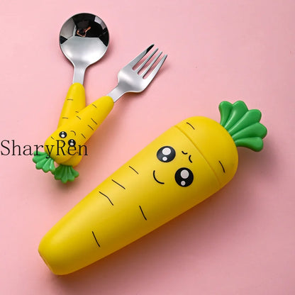 1/3Pcs Baby Feeding Utensils Cartoon Vegetable Fork Spoon Child Cutlery Set Kid Teaspoon Tableware Kitchen Gadgets Baby Items