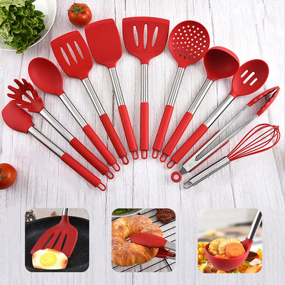 1Pc Silicone  Kitchen Utensils  Turner For Kitchen Cooking Tools Ladle Non-stick Cookware Stainless Steel  Kitchen Accessories