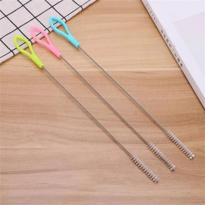 5PCS Nylon Bottle Cleaning Brush Baby Stainless Steel Long Handle Cleaning Brushes Soft Hair Straws Spiral Kitchen Cleaning Tool