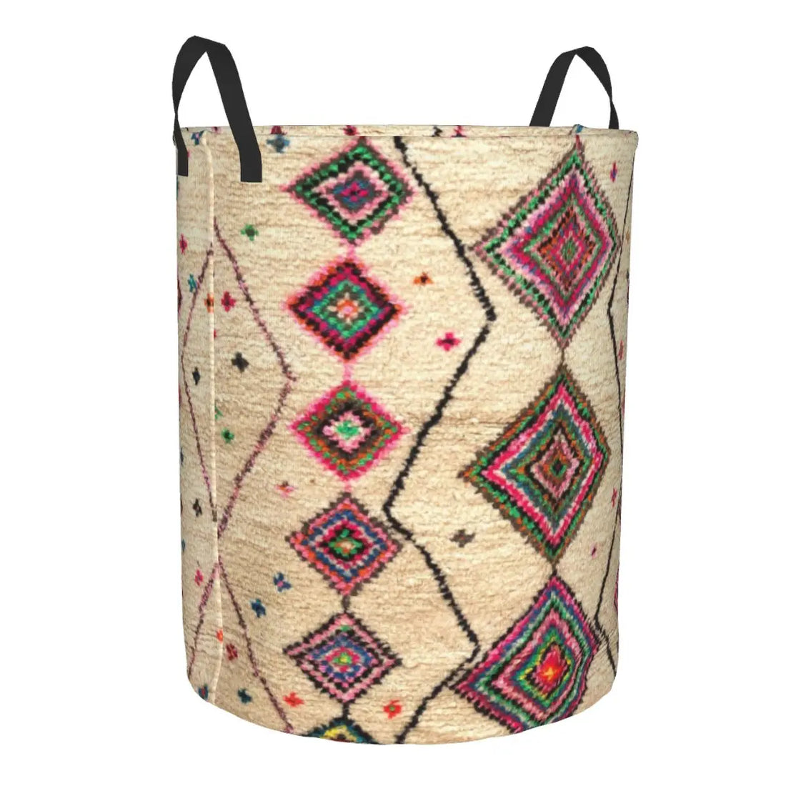 Moroccan Berber Rug Boho Style Laundry Basket Antique Bohemian Geometric Toy Clothes Hamper Storage Bin for Kids Nursery