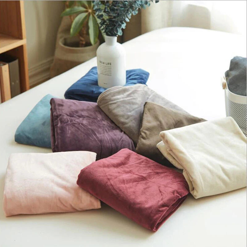 JUSTCHIC 2pcs 48x74cm Pillow Case Solid Color Autumn Winter Flannel Warm Plus Velvet Pillow Cover pillow top cama queen