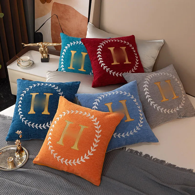 Creative Alphabet Chenille Cushion Office Waist Cushion Cushion Magic Home Sofa Throw Pillow Comfort Embroidery Craft 45X45Cm