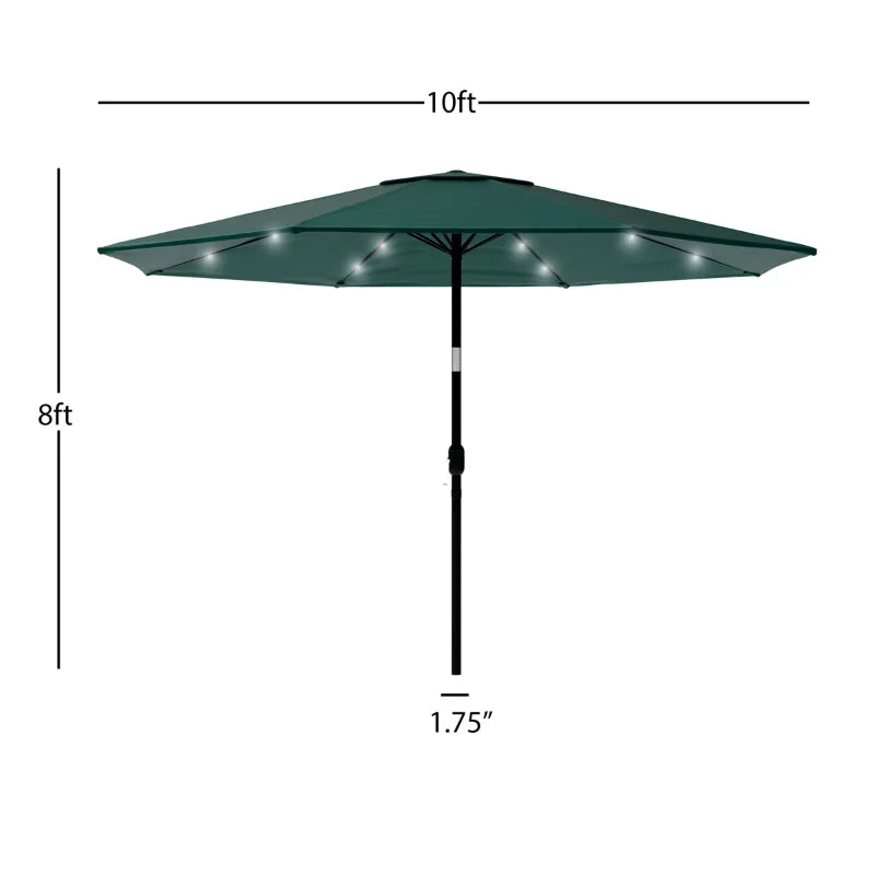 Patio Umbrella – 10 Foot Shade with Solar Powered LED Lights by Pure Garden (Green) umbrella for beach