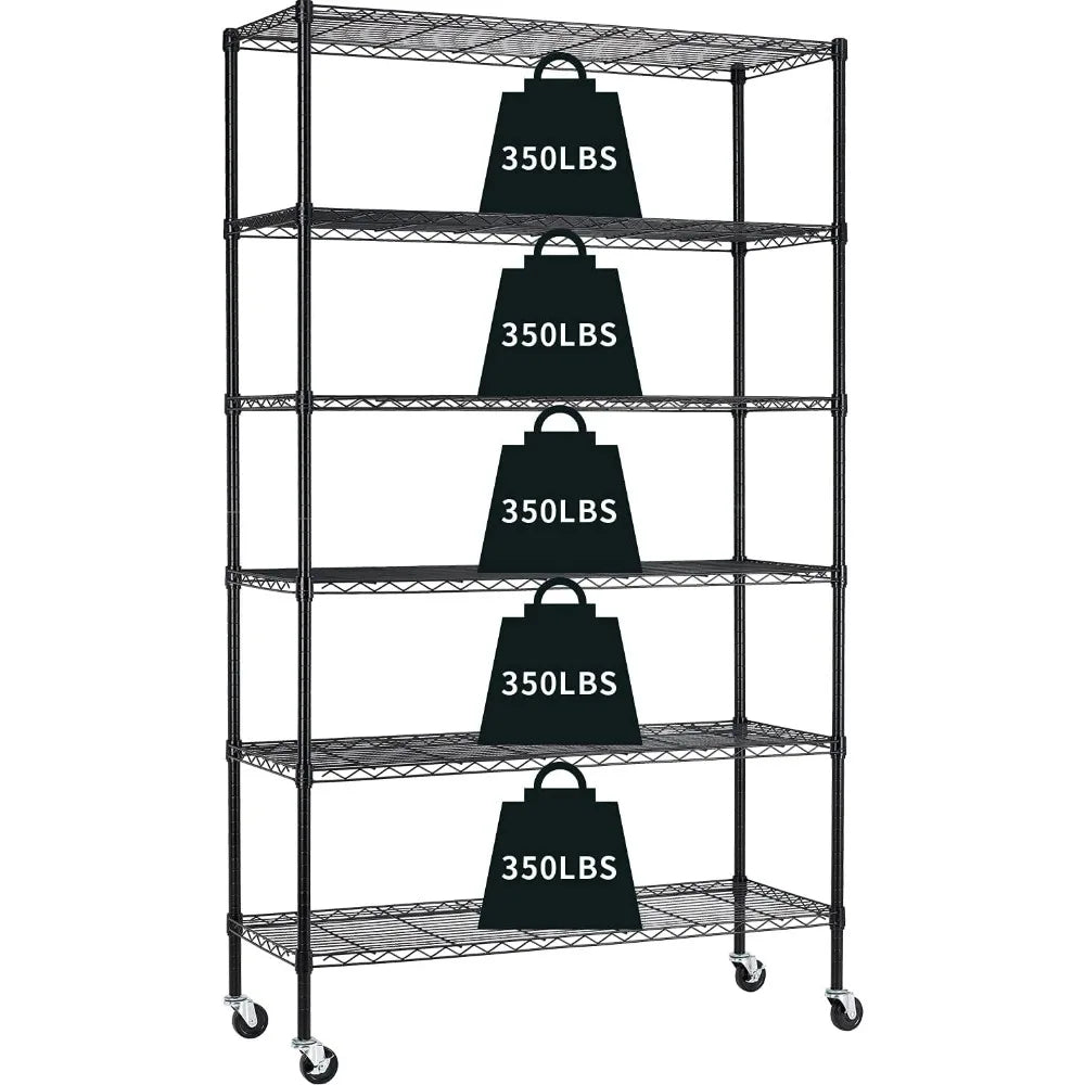 HCY Garage Shelving, 82x48x18 Metal Shelves 6 Tier Wire Shelving Unit Adjustable Heavy Duty Sturdy Steel Shelving with Casters