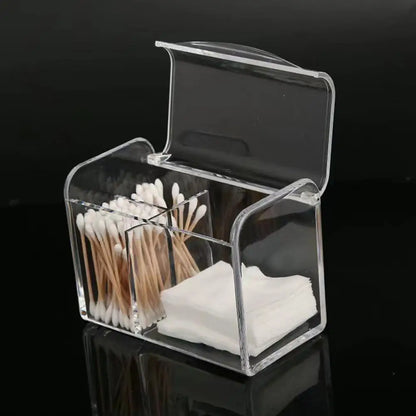 Acrylic Bathroom Organizer Stylish Acrylic Swab Jewelry Storage Solution Transparent 3-grid Holder with for Q-tips for Bedrooms