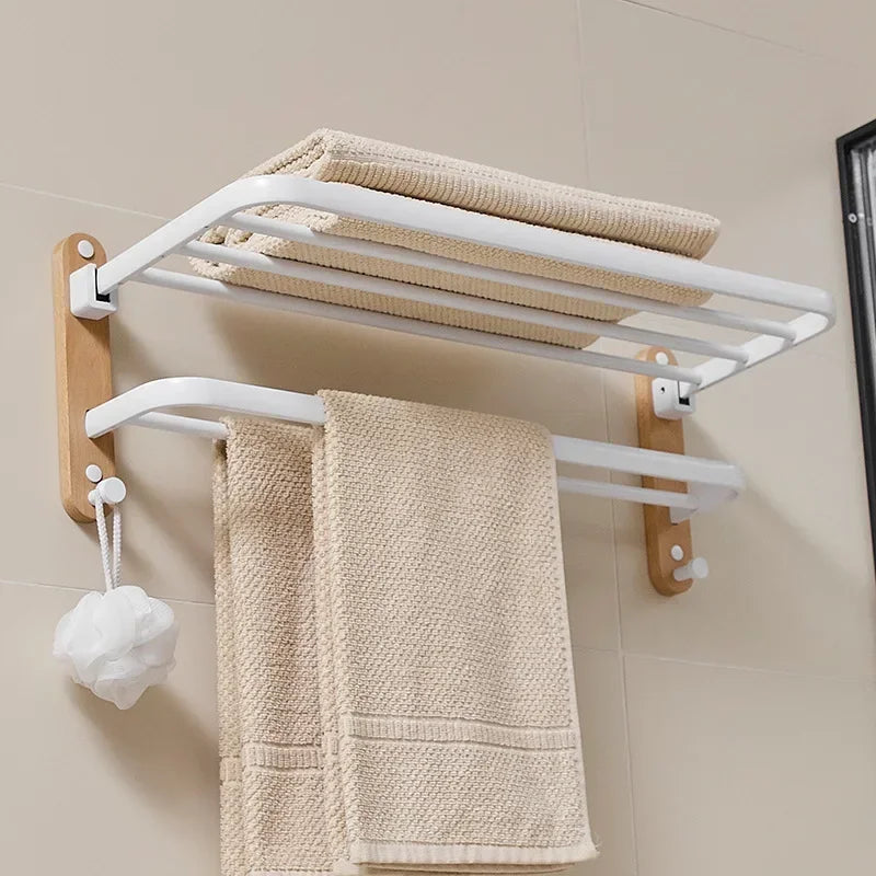 Wooden Bathroom Hardware Sets Towel Ring Rack Paper Holder Towel Bar Hook Beech Shelf Bathroom Accessories White Kit