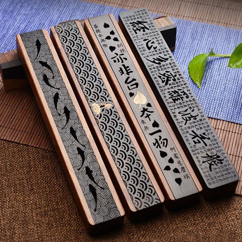 Handmade Creative Retro Carving Incense Burner Box Home Office Black Wooden Incense Holder Traditional Chinese Crafts Gift